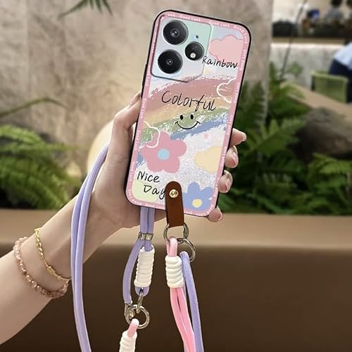 Phone Case Compatible with Realme Neo7, Cartoon protective Back Cover Lanyard Full wrap Crossbody Soft case Dirt-resistant Anti-