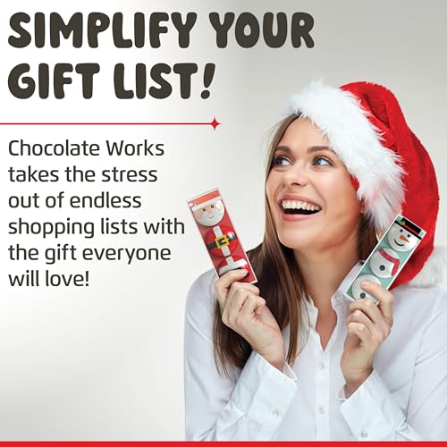 Image of Chocolate Covered Cream Filled Cookies by Chocolate Works, Gourmet Christmas Chocolate Gift Box, Milk Chocolate Coated Cookies, Santa Claus and Snowman Gift, 6 Premium Chocolate Treats Packs