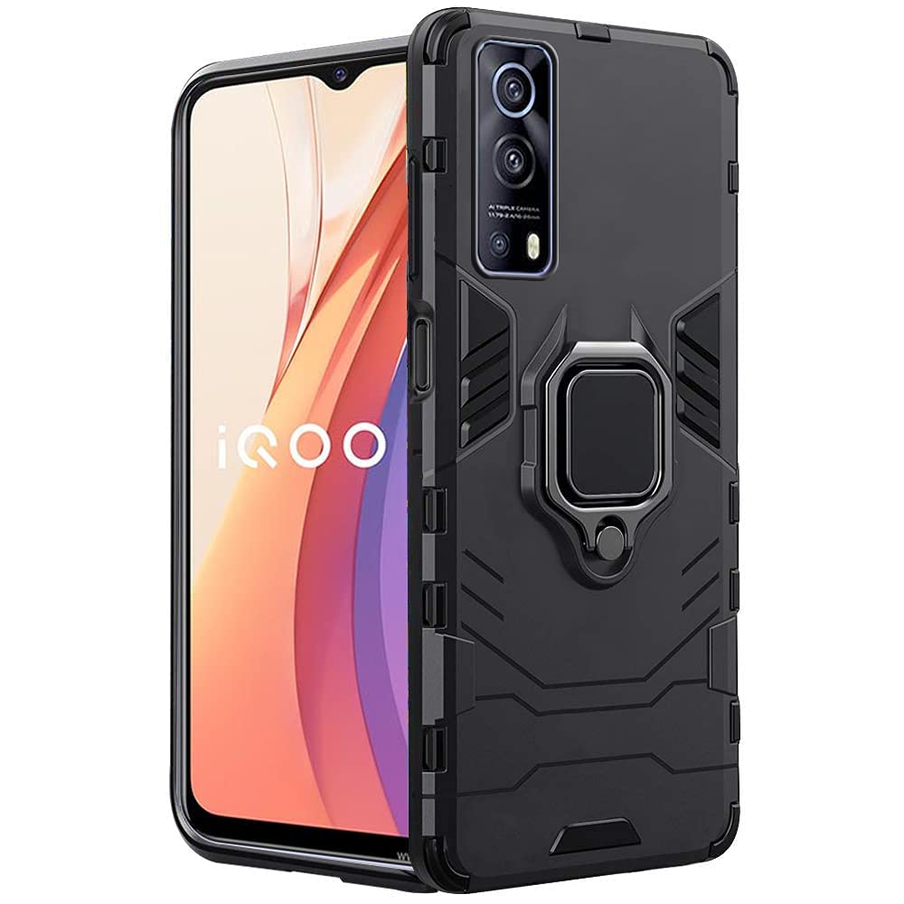 WOW IMAGINE Shock Proof Back Case Mobile Cover for iQOO Z3 | Back Cover Case (Tough Armor | Hybrid PC + TPU | Ring Holder & in-Built Kickstand | Black) (B097BW8C8Q) Amazon Price History, Amazon Price Tracker