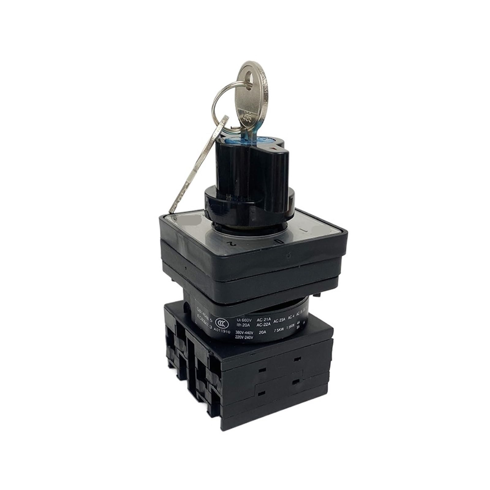 Interruptor de leva de cambio rotatorio de 3 posiciones con llave, 2 polos, 690 V, 20 A, circuito de control selector, doble potencia YMW42S-20/2
