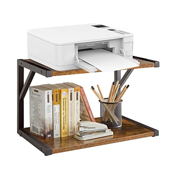 IBUYKE 2-stöckiger Desktop-Druckerständer, Mehrzweck-Schreibtisch-Organizer, Aufbewahrungsregal, Bücherregal, Druckerregal für Faxgerät, Scanner, Akten, Bücher