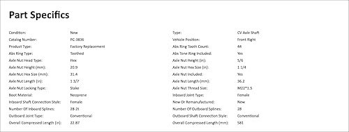 Miniatura 3 de Eje delantero derecholado del pasajero CV compatible con Mazda 626 1993 1994 1995 1996 1997 1998 1999 2000 2001 2002