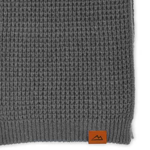 Loowoko Echarpe homme femme hiver, echarpe tricotée à motif gaufré classique - longue d'automne-hiver 180 * 30cm avec finition en cuir véritable, Idee cadeau homme femme – vue 4