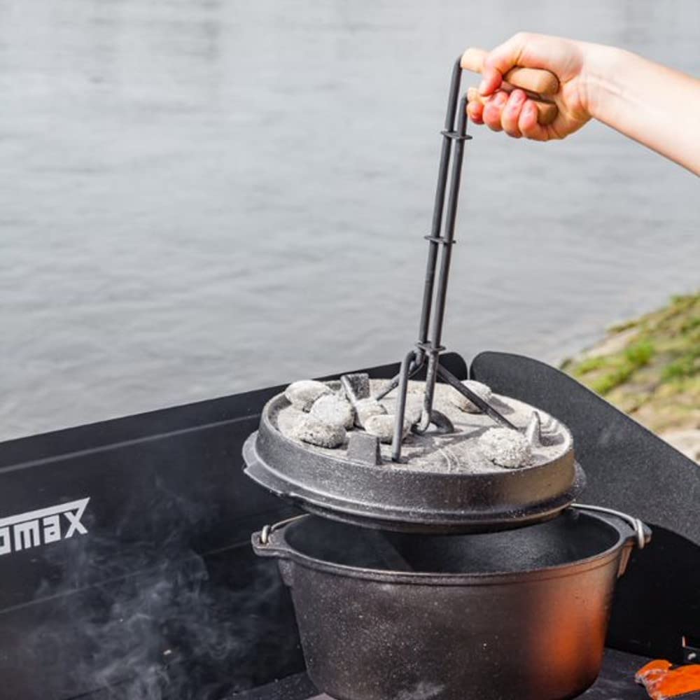 Petromax Sollevatore per coperchio professionale per pentole e Co, robusto e di alta qualità, ideale per campeggio, cucina all'aperto e falò, perfetto per pentole e prodotti in ghisa