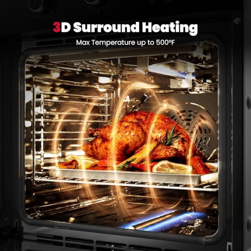 Image of GASLAND 24 In Gas Wall Oven, ETL Certified, Natural Gas Wall Oven | Bake Broil Rotisserie Functions, Timer and Convection Fan, 120V Cord Plug, 2.12 Cu.ft Capacity, Black