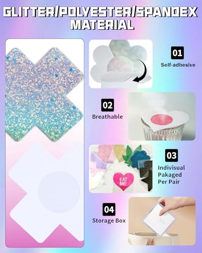 Image of CICKEE Nipple Pasties Black 9 Pairs Rave Pack Nipple Covers Stickers for Rave, Music Festivals, Beach or Daily Wear