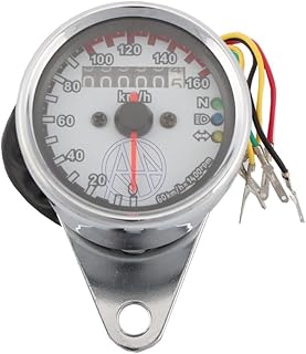 Motorcycle Odometer 1pcs Motorcycle Duanl Tachometer Gauge Odometer 12V 3LED Backlight Tachometer Speedometer Tacho Gauge White/Black Universal Fit