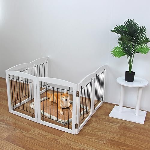 Freestanding-Foldable-Dog-Gate-for-House-Extra-Wide-Wooden-White-Indoor-Puppy-Gate-Stairs-Dog-Gates-Doorways-Pet-Gate-Tall-Dog-Fence-3-Panels-Fence