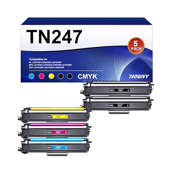 NOGIVY TN-243CMYK TN247 Toner Kompatibel für Brother TN243CMYK TN-247 für Brother MFC L3750CDW DCP-L3550CDW MFC-L3750CDW HL-L3210CW MFC-L3770CDW HL-L3270CDW (2 Schwarz Cyan Gelb Magenta, 5er-Pack)