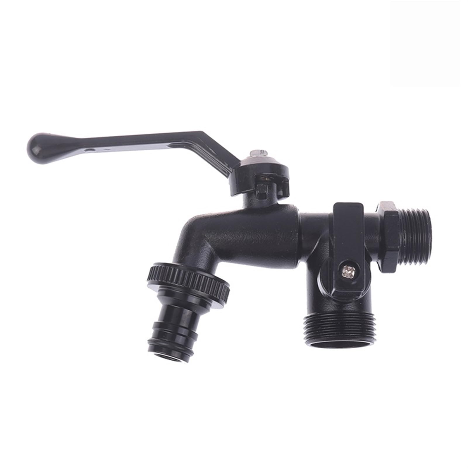 Trryuip A2 Outside Tap Black Faucet Outdoor Garden Anti-Freeze Bibcocks With Dual Outlet For Washing Machine 1/2 Inch Hose(A2)