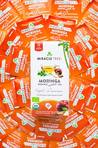 Miracle Tree - Organic Moringa Superfood Tea, 4 Pack Bundle, 4X25 Individually Sealed Tea Bags (Apple & Cinnamon, Lemon & Chamomile, Rooibos, Turmeric) #TOP1