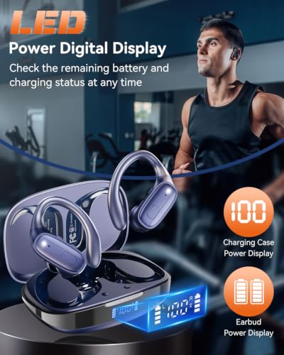 Image of Wireless Earbuds with Ear Hooks, Running Headphones, Ear Buds for Sports