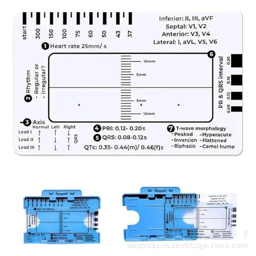 Tarjeta de la guía de referencia del electrocardiograma clínico para el entorno educativo eficiente de la interpretación de la lectura de datos cardíacos