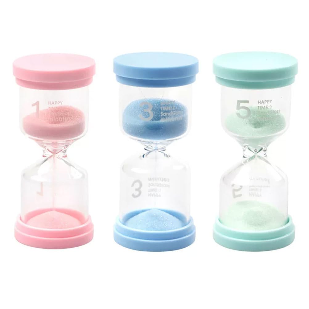 Clessidra Montessori, Set di Clessidre Colorate da 1/3/5 Minuti, Clessidra in Plastica Infrangibile e Durevole (3 Pezzi)