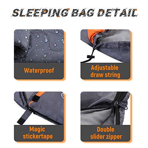 Camping Sleeping Bag Lightweight Waterproof - 3 Season Outdoor & Indoor Sleeping Bags for Adults & Kids - Compact Sleep Bag for Backpacking Hiking with Compression Bag