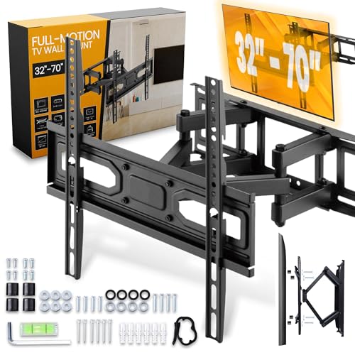 TV Wandhalterung Schwenkbare 32-70 Zoll Fernseher Halterung Wandhalter Flach Curved LCD LED Fernsehgeräts Monitor 40kg Universal Kipp Bewegliche Neigbare VESA-Befestigungslöcher 400x400 mm