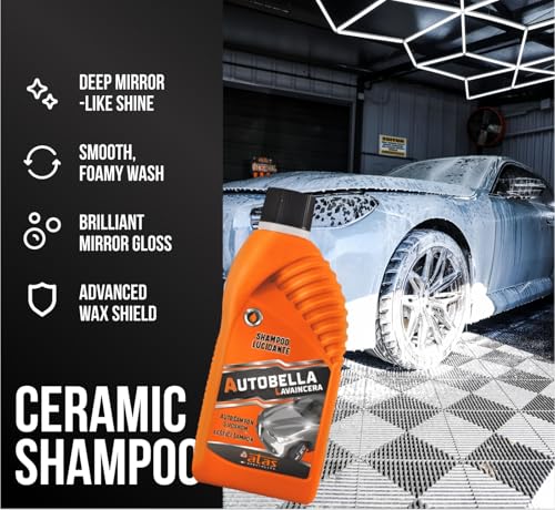 Image of Car Wash and Wax - High Foaming pH Neutral Car Soap, 100:1 Concentrated for More Washes, Safe for Wax & Ceramic, Glossy Finish, For Foam Cannon & Bucket - Premium Italian Formula, 33.8 Oz