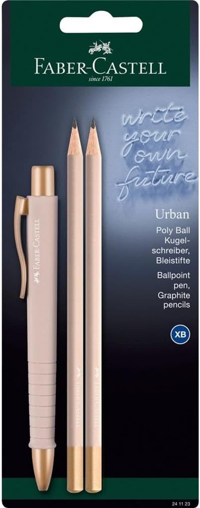 Faber-Castell Pale Rose 241123 Writing Set with Poly Ball Urban Ballpoint Pen and 2 Pencils Urban