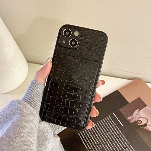Portefeuille carte pour iPhone 12 Mini coque noire motif crocodile