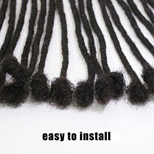 Iximii 8 Inch Loc Extensions Human Hair 100 Strands 0.6Cm Width Full Handmade Permanent Dreadlock Extensions Soft Natural Black Dreads With Needle And Comb For Men And Women,Can Be Dyed Bleached Curled #TOP2