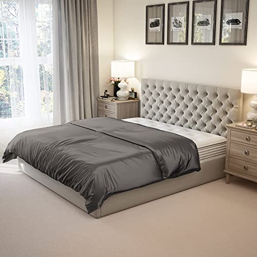 Mulberry Park 100% Pure King Silk Duvet Cover - 22 Momme Grade 6A Mulberry Silk Duvet Covers For Hair And Skin, 1 Pc King Silk Duvet Cover (Gunmetal King, 104" X 92") #TOP7