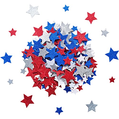 Glitzer sticker, Glitter Schaumstoff Aufkleber, Bastelaufkleber, Selbstklebende Stern Formen, 1,5 cm-3.5 cm Moosgummi Sticker zum Basteln Cover
