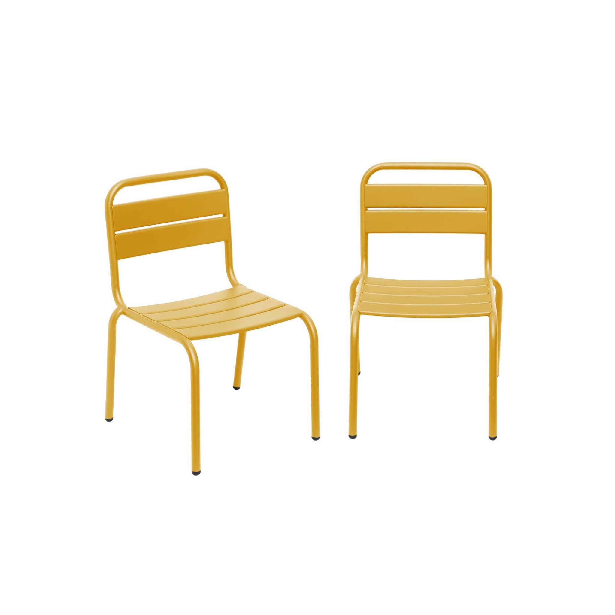 Alice's Garden sweeek - Lot de 2 chaises en métal Jaune pour Enfant. Salon de Jardin Enfant