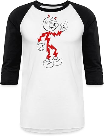 Spreadshirt Reddy Kilowatt Electricity Mascot Unisex Baseball T-Shirt