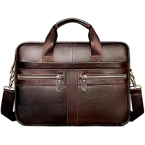 15.3 Inch Vintage Leather Travel Messenger Office Crossbody Bag Laptop Briefcase Computer College Satchel Bag Cover