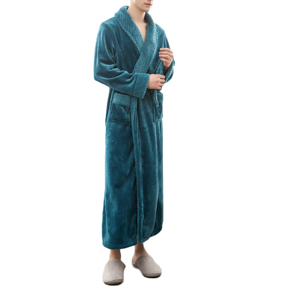Accappatoi da Uomo Donna in Pile Spesso Lungo a Tutta Lunghezza con Collo Sciallato Vestaglia Felpata Morbida da Notte Accappatoio Caldo per l'Inverno