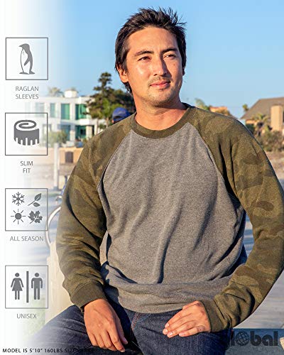Global Blank Mens Long-Sleeve Classic Crewneck Sweatshirt Lightweight Ultra Soft Crew Sweater Navy Blue #TOP3