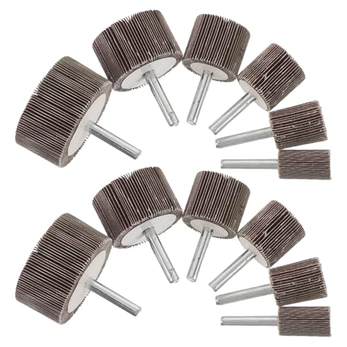 Roues à lamelles abrasives P80 en lot de 12 pcs avec tige pour meuleuse électrique