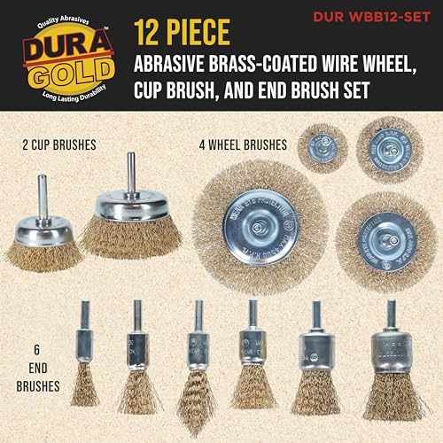 Dura-Gold DUR WBB12-SET 12-Piece Abrasive Brass-Coated Wire Wheel, Cup Brush thumb #1