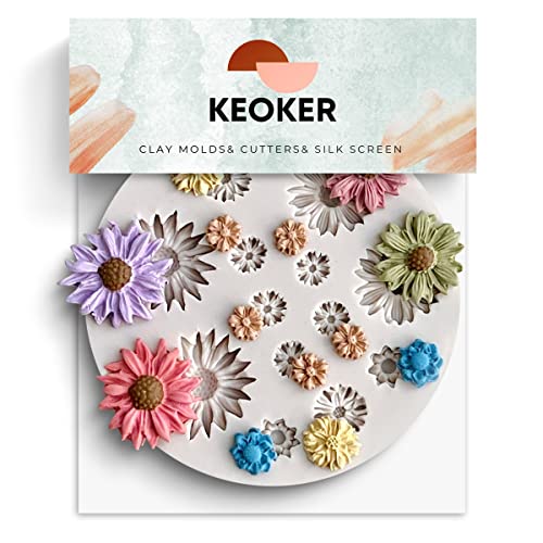 KEOKER Moldes de arcilla polimérica de flores, moldes de arcilla en miniatura para hacer joyas, decoración de aretes (flor pequeña)