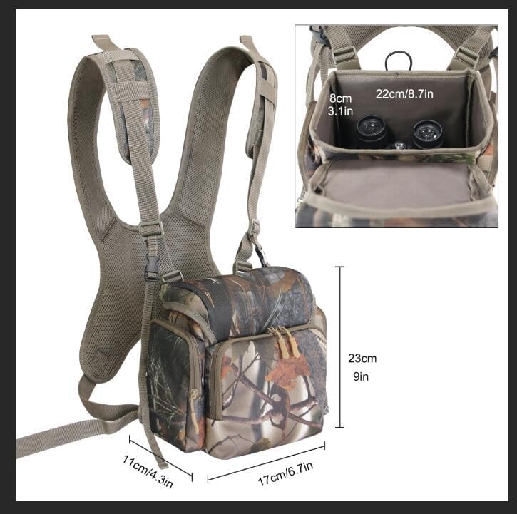 MDSTOP Binocular Harness Chest Pack, Bino Case with Rangefinder Pouch & Rain Cover, Bino Straps Secure Your Binoculars, Binocular Pack for Bird Watching, Hunting, Travel, Sports - Image 5
