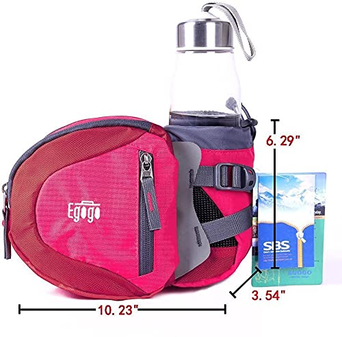 EGOGO Travel Sport Waist Pack Fanny Pack Bum Bag Hiking Bag with Water Bottle Holder S2209 (Rosy)