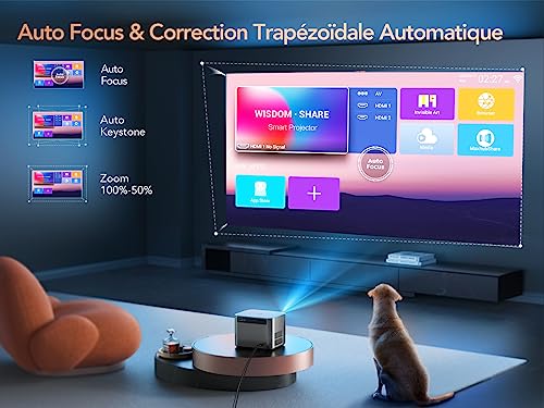【auto focus/keystone】toptro vidéoprojecteur wifi bluetooth 4k 20000 lumens fhd 1080p, supporté avec système android & apps intégré, rétroprojecteur wifi 6 etièrement sellé home cinéma