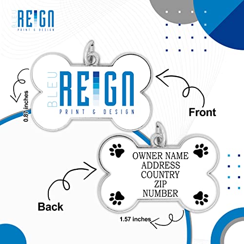 Bleureign(Tm) Personalized Custom Name Florida State License Plate Bone Shaped Metal Pet Id Tag With Contact Information #TOP1