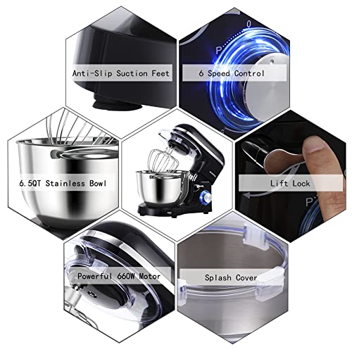 Aucma PCSTD-1511 Stand Mixer,6.5-Qt 660W 6-Speed Tilt-Head Food Mixer thumb #2