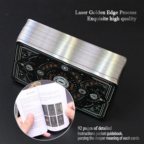 WJPC Silver Foil Edge Tarot Cards with Guide Book Set&Gift Box for Beginner& Expert. Original Design Tarot Cards Decks - Thumbnail 4
