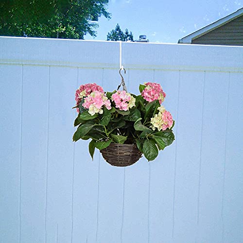 Higift 12 Pack Vinyl Fence Hooks, 2 X 6 Inch Patio Hangers Powder Coated Steel Fence Hangers For Hanging Plants, Planters, Bird Feeders, Lights, Pool Tools (White) #TOP5