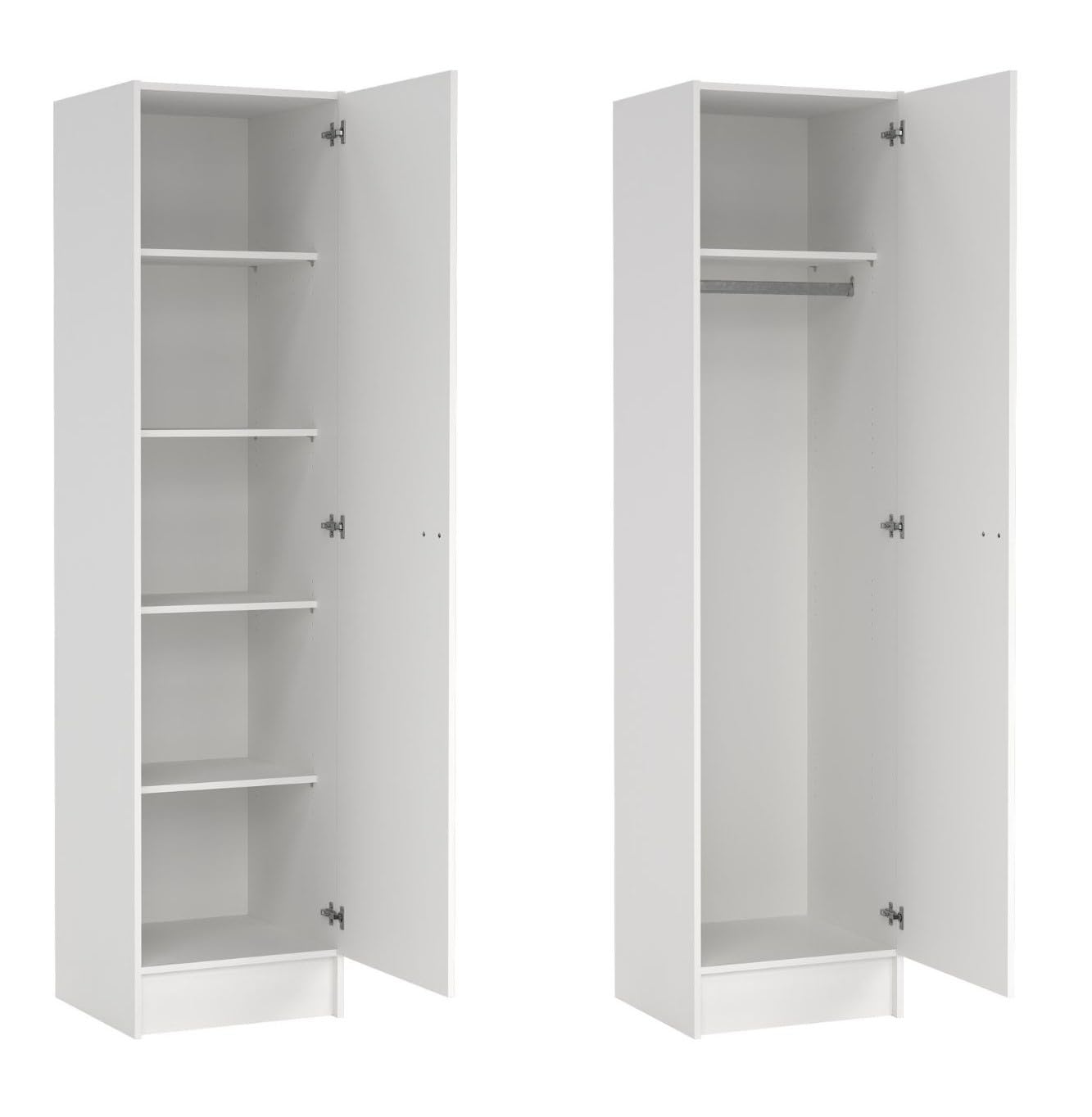 Bissolo Casa Armadio Multiuso Salvaspazio MOD. Focus Bianco Opaco 49,2x47x200 cm con 1 Anta Reversibile, 4 Ripiani Regolabili e Tubo Appendiabiti, Mobile in Laminato per Casa e Cucina