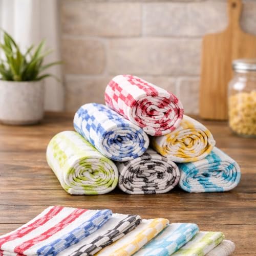 Image of 5 Pcs Dishcloths | 12x16 Inches | Bulk Cotton Kitchen Cleaning Dish Cloths | Scrubbing Wash Cloth Sets | Multipurpose Cloth | 100% Cotton. (Multicolor, Set of 5)