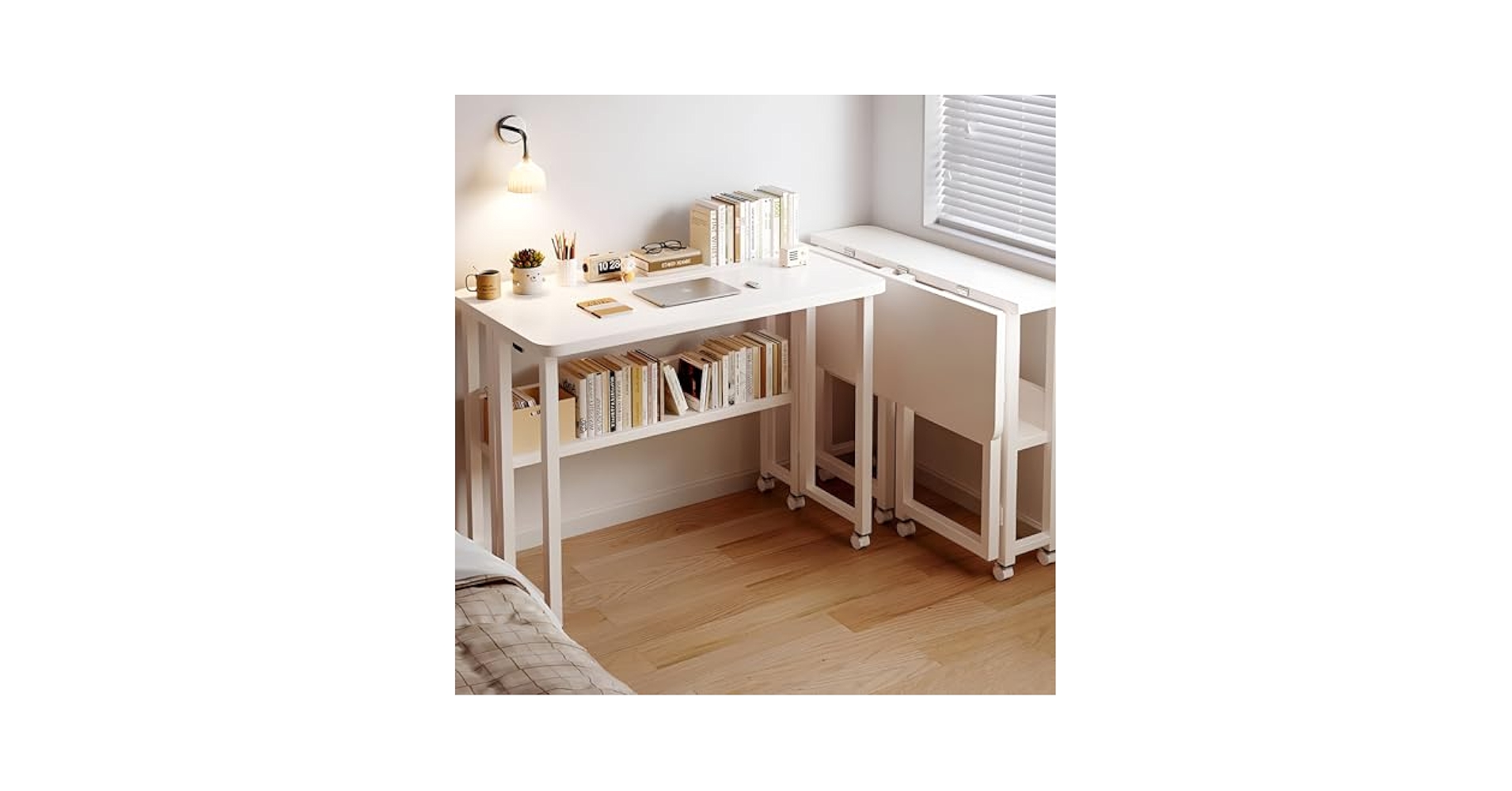 折りたたみデスク❤️パソコンデスク ホワイト✨PC机 完成品 組立不要 Amazon | 折りたたみデスク 机 pcデスク テレワークデスク