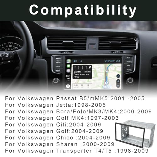 Car Stereo Double Din Cage, Car Stereo Double DIN Universal Cage with Frame, Auto Audio and Video Dash Mounting Kit with Screws, Auto Radio Fitting Kit for DVD Players GPS Navigation mounting Brackets - Image 4