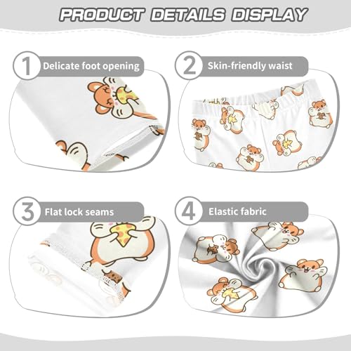 ZZKKO Girls Leggings Cute Kawaii Hamster Toddler Girls Clothes Leggings for Girls Toddler Girls Leggings 3-4T3