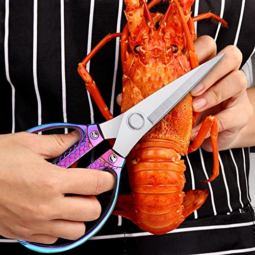 Kitchen Shears, Sk5 Kitchen Scissors Japanese Poultry Shears, Professional Titanium Coating Rustproof Poultry Scissors All Purpose Stainless Steel Game Shears For Turkey Chicken Fish Bones Meat #TOP2