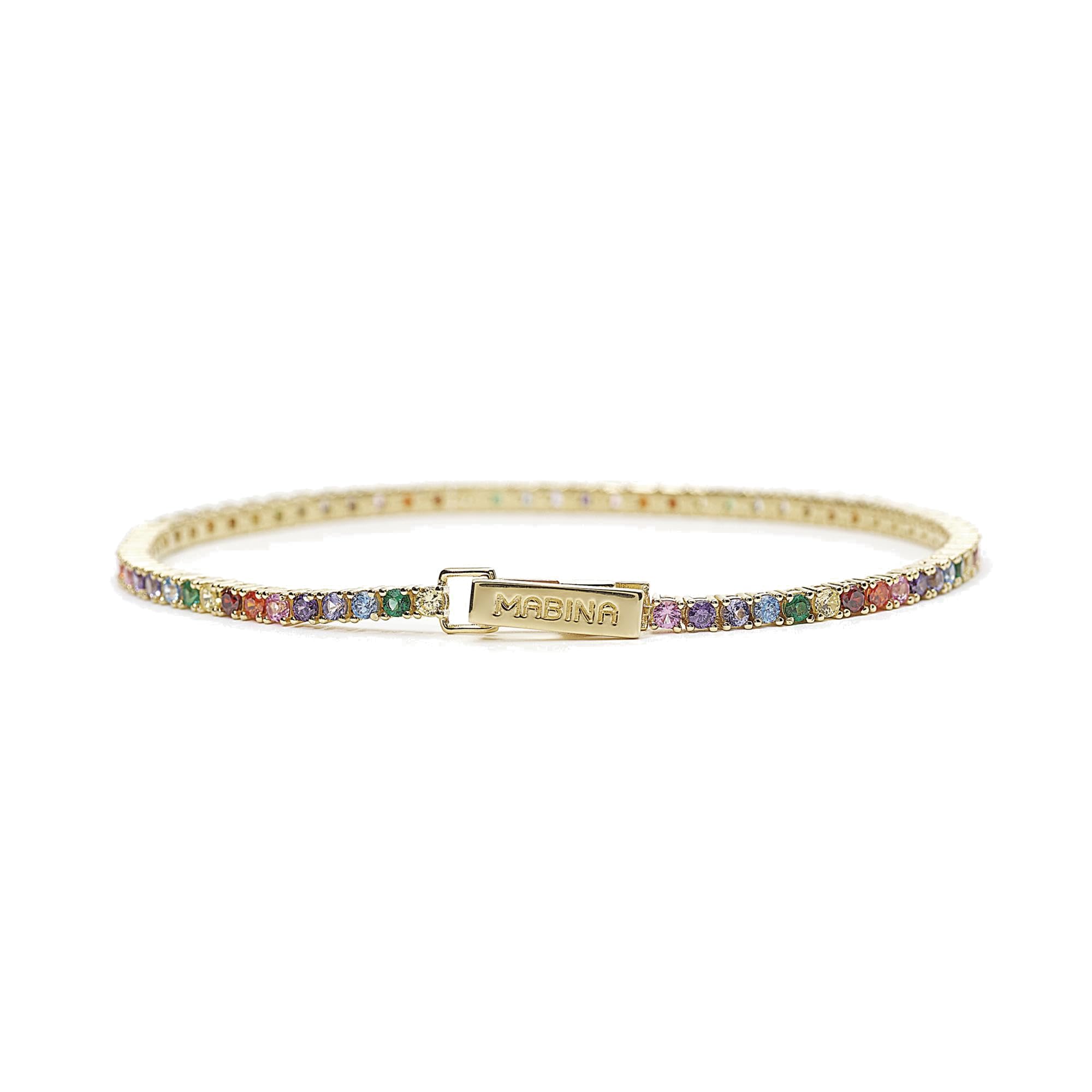 Mabina Gioielli - Bracciale Donna - Bracciale tennis dorato con zirconi multicolor - 533556-M