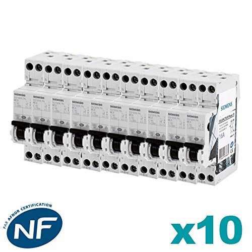 SIEMENS - Lot de 10 Disjoncteurs électriques phase + neutre 16A