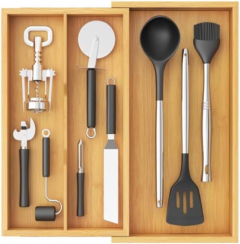 Lifewit Utensil Organizer for Kitchen Drawer, Expandable Cooking ...